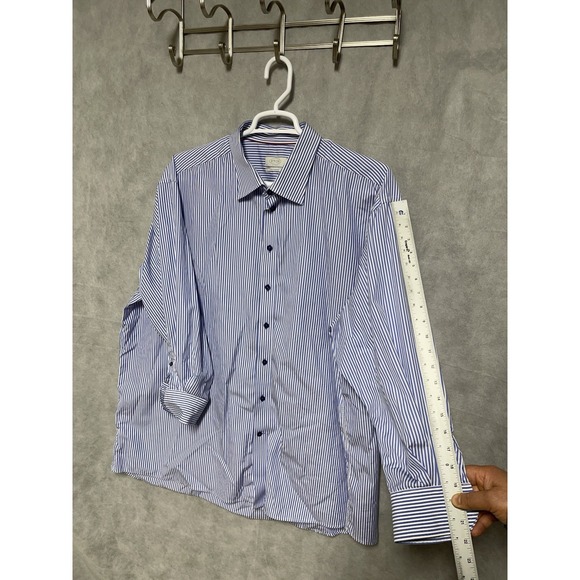 Eton Shirt Men 20 (51) Blue Stripe Dress Made to Measure Old Money Academia Luxe - Picture 4 of 7